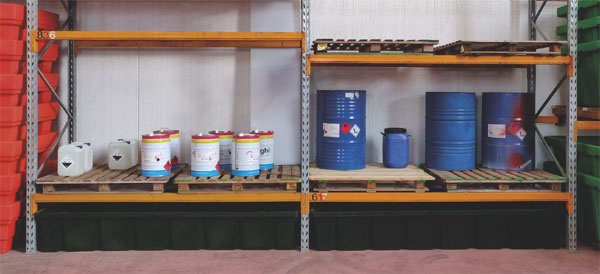 vasche sottoscaffalature di raccolta e contenimento in plastica