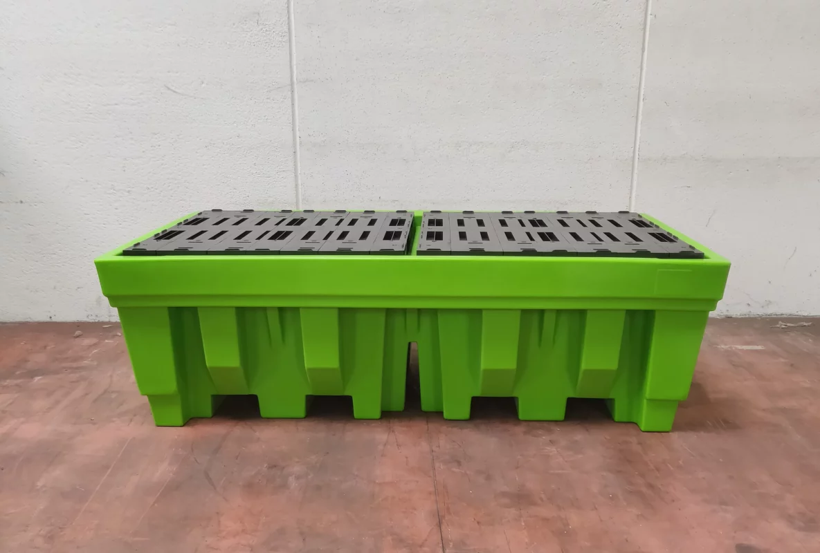 EcosunC2 - Vasca di contenimento doppia verde, capacità 1400 L